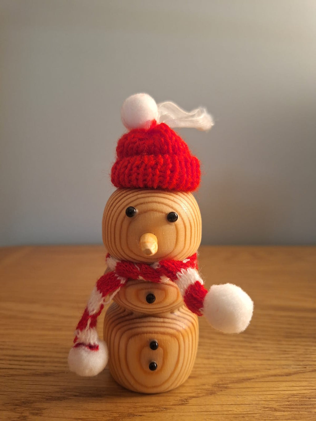 Set of 3 wood turned snowman tree hangers