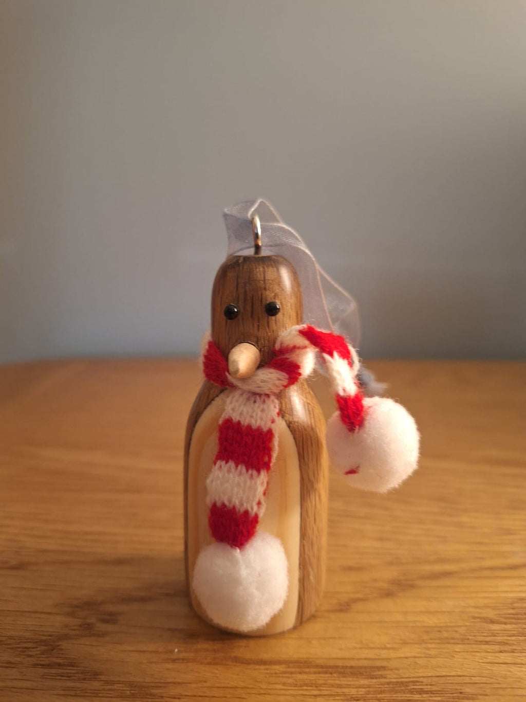 Set of 3 wood turned penguin tree hangers