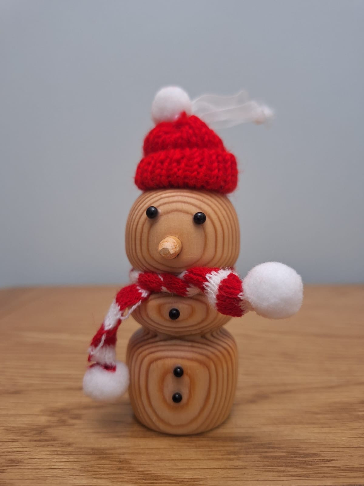 Set of 3 wood turned penguin, snowman and hedgehog