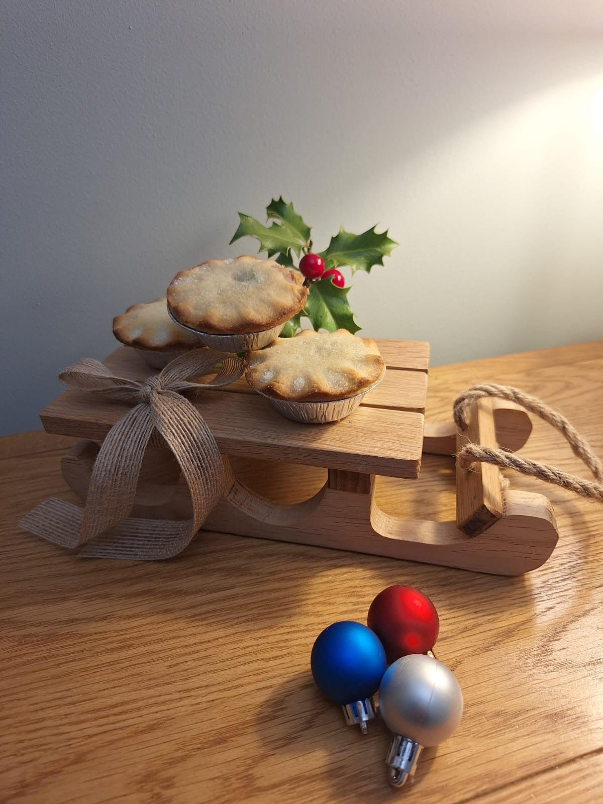 Solid oak Christmas sledge