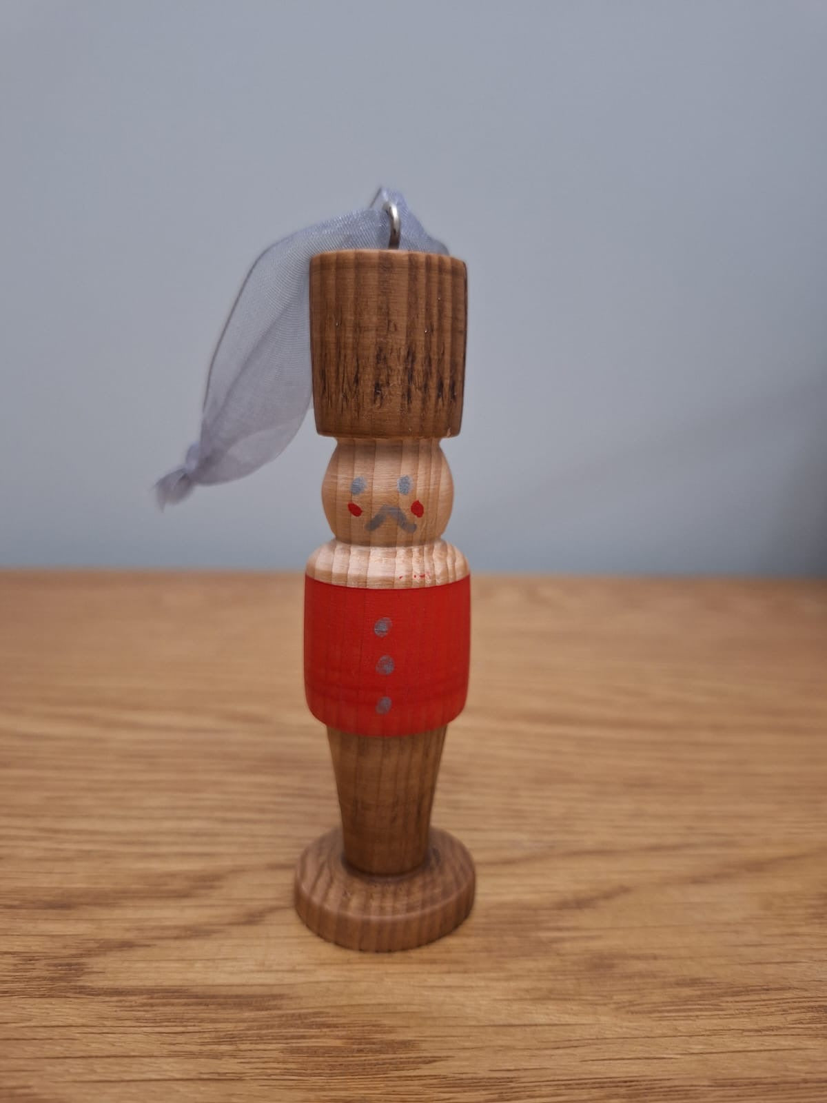 Oak wood turned santa and soldier tree hangers