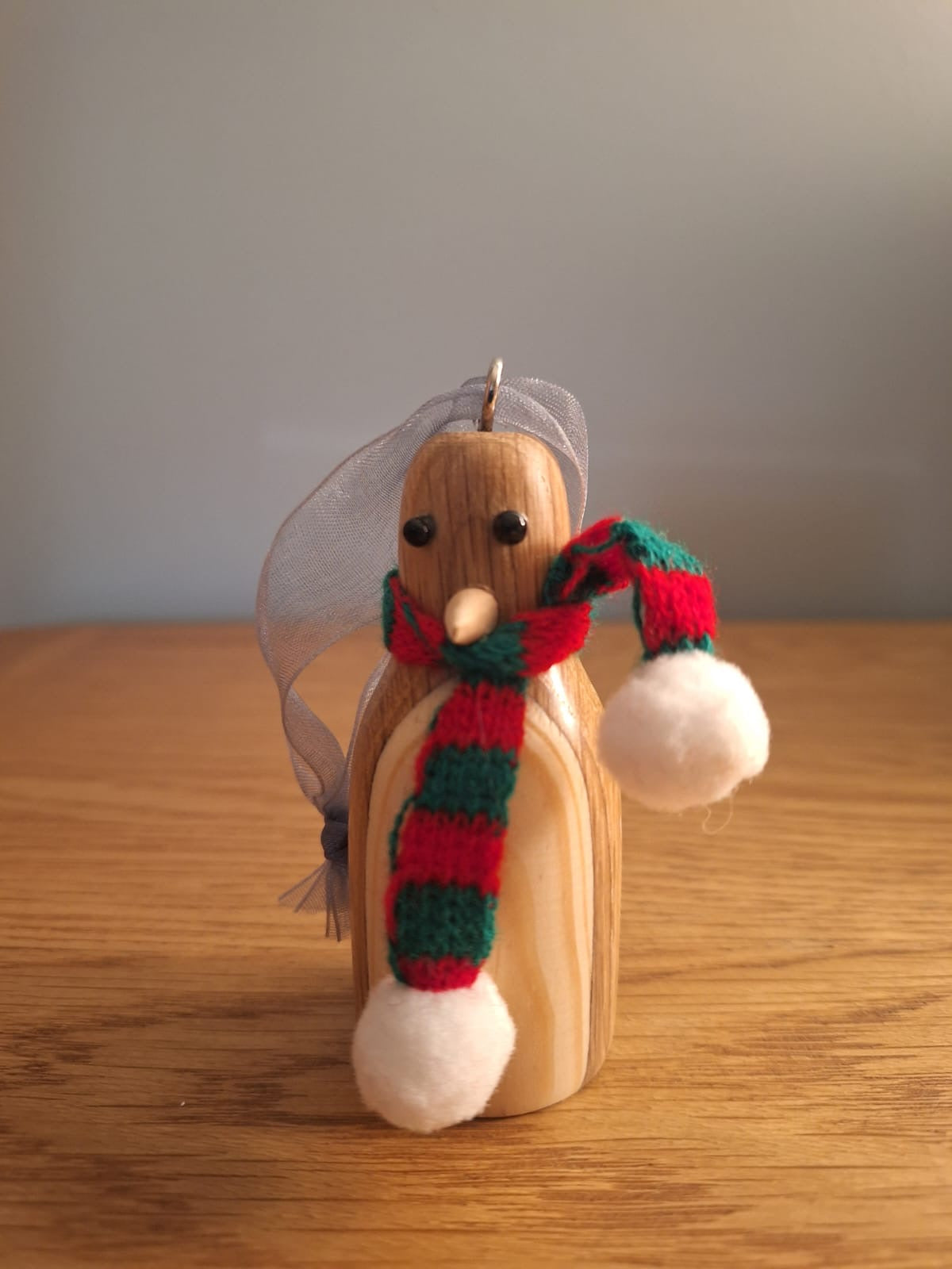 Set of 3 wood turned penguin tree hangers
