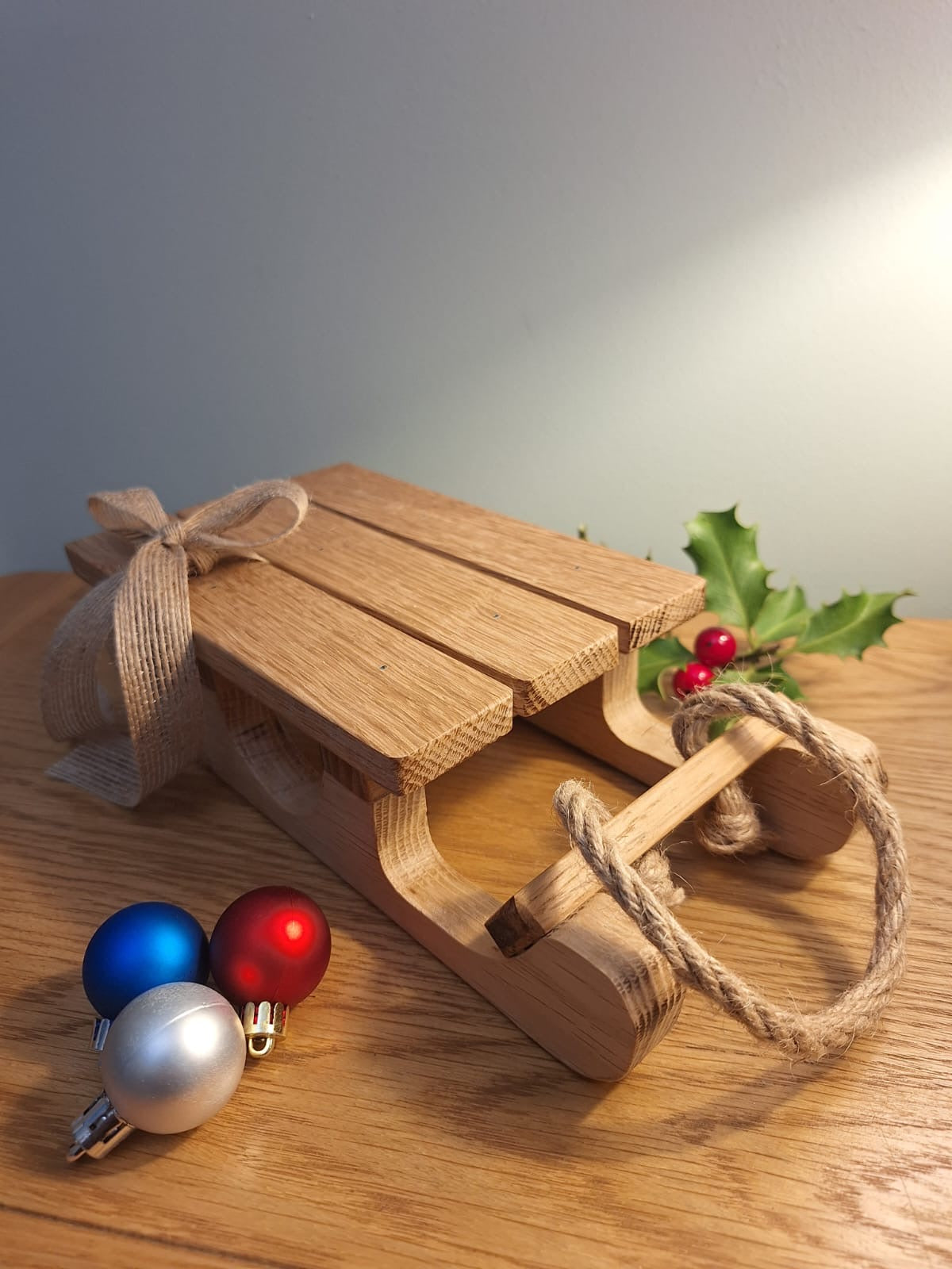 Solid oak Christmas sledge