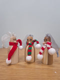 Set of 3 wood turned penguin tree hangers
