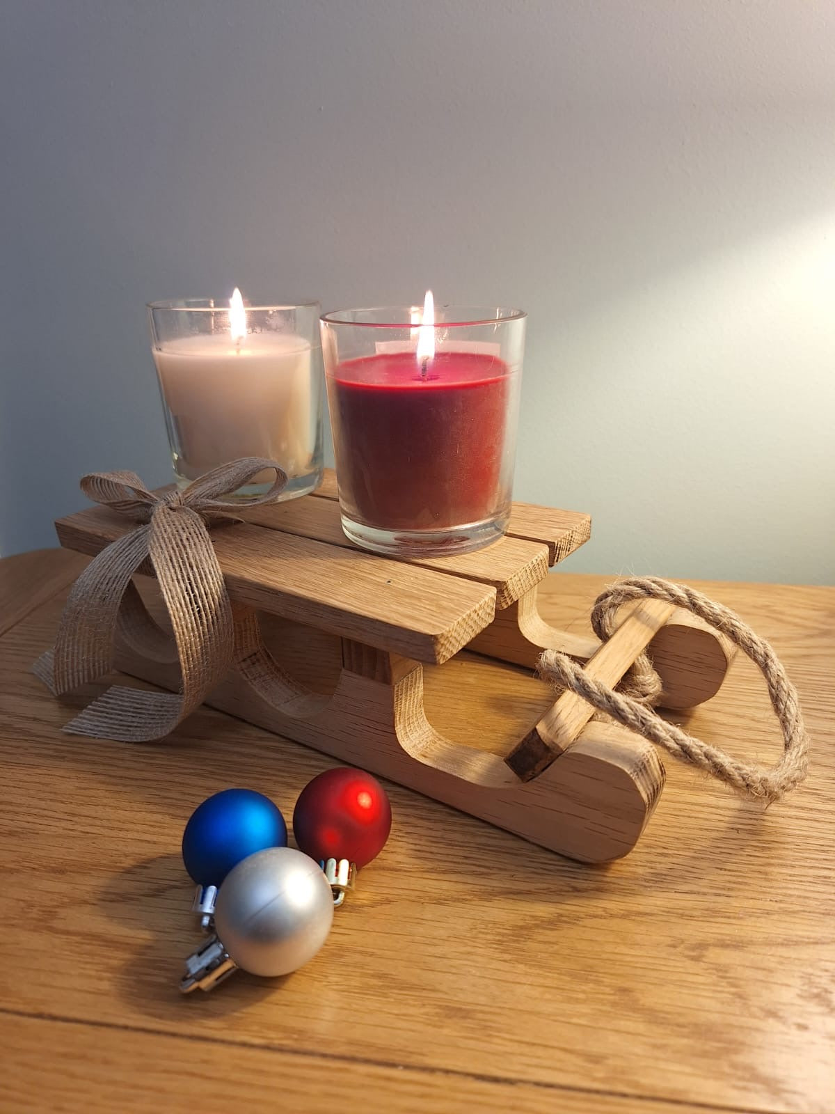 Solid oak Christmas sledge