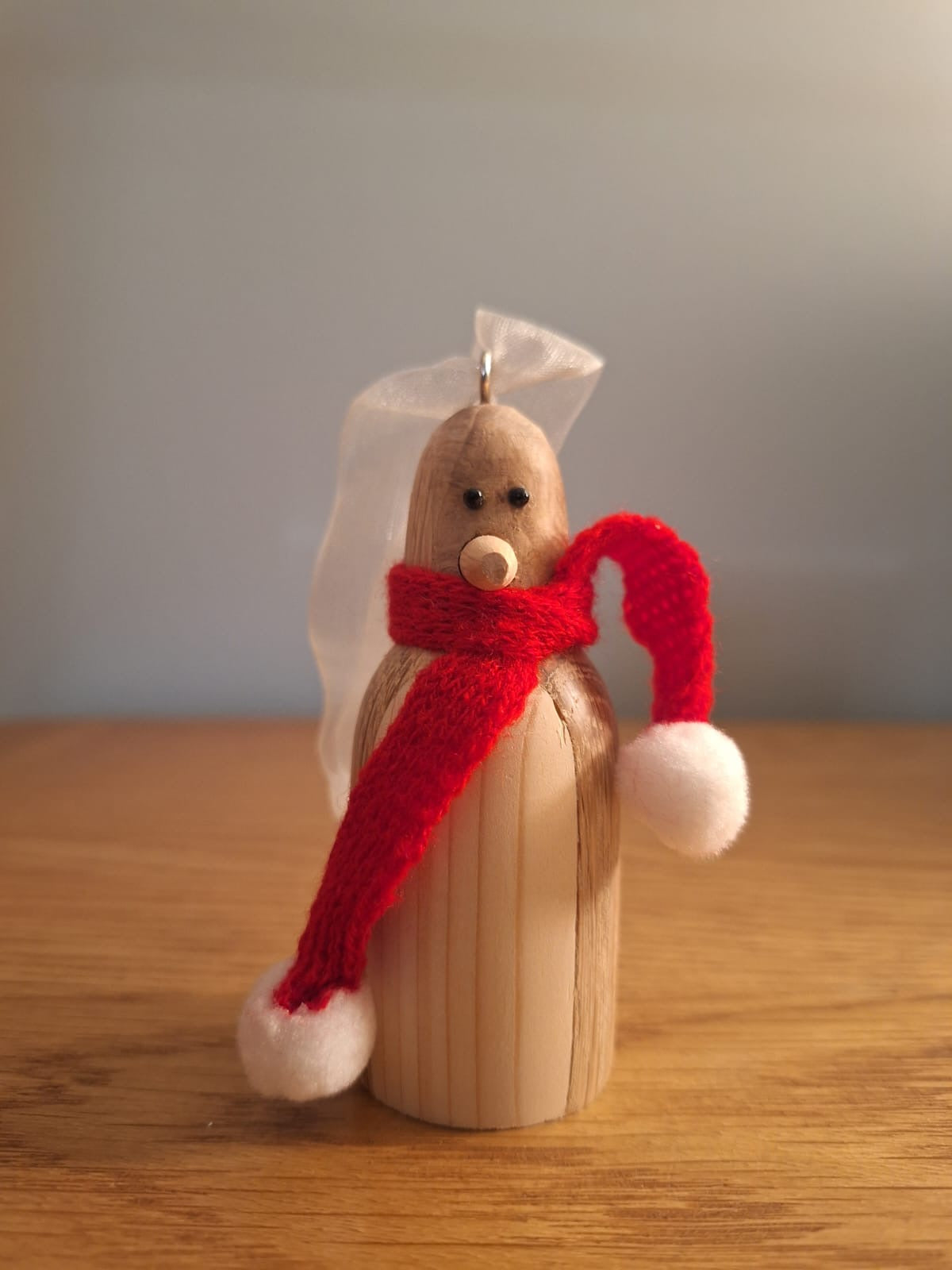 Set of 3 wood turned penguin, snowman and hedgehog
